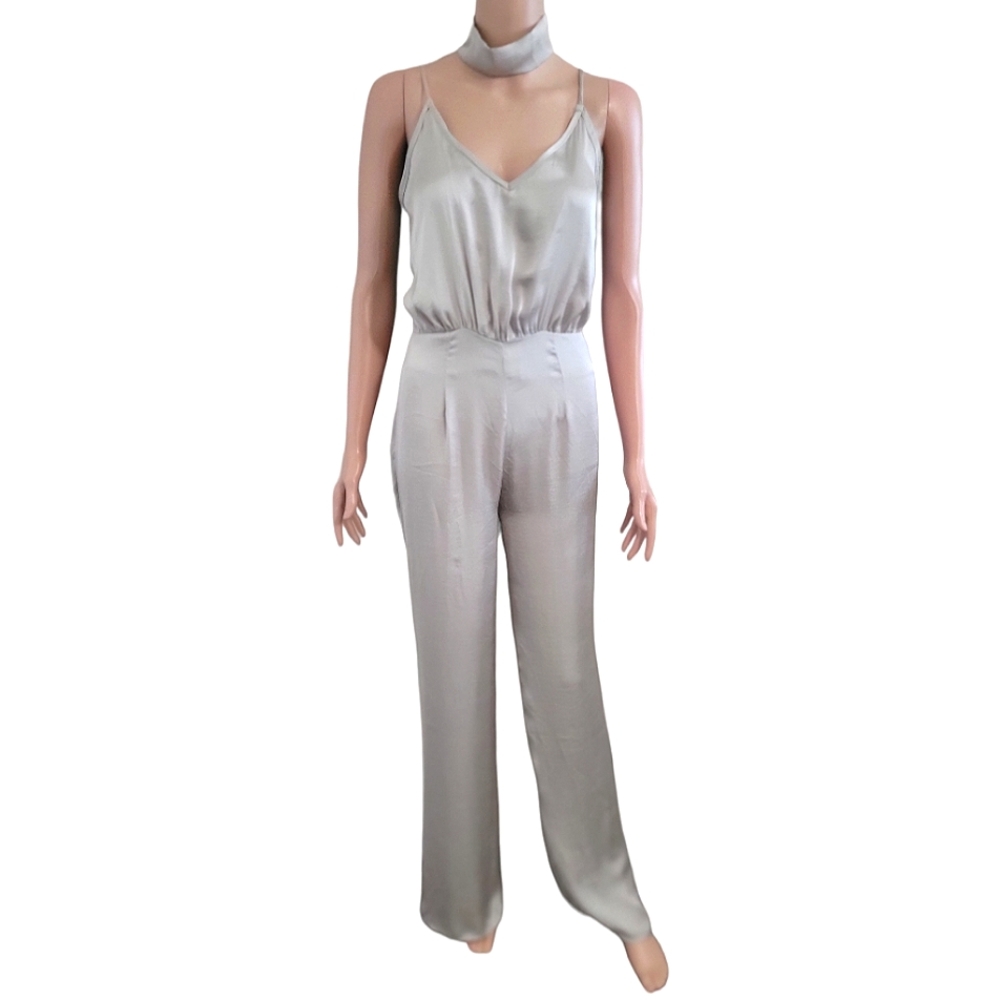 Sage green satin jumpsuit